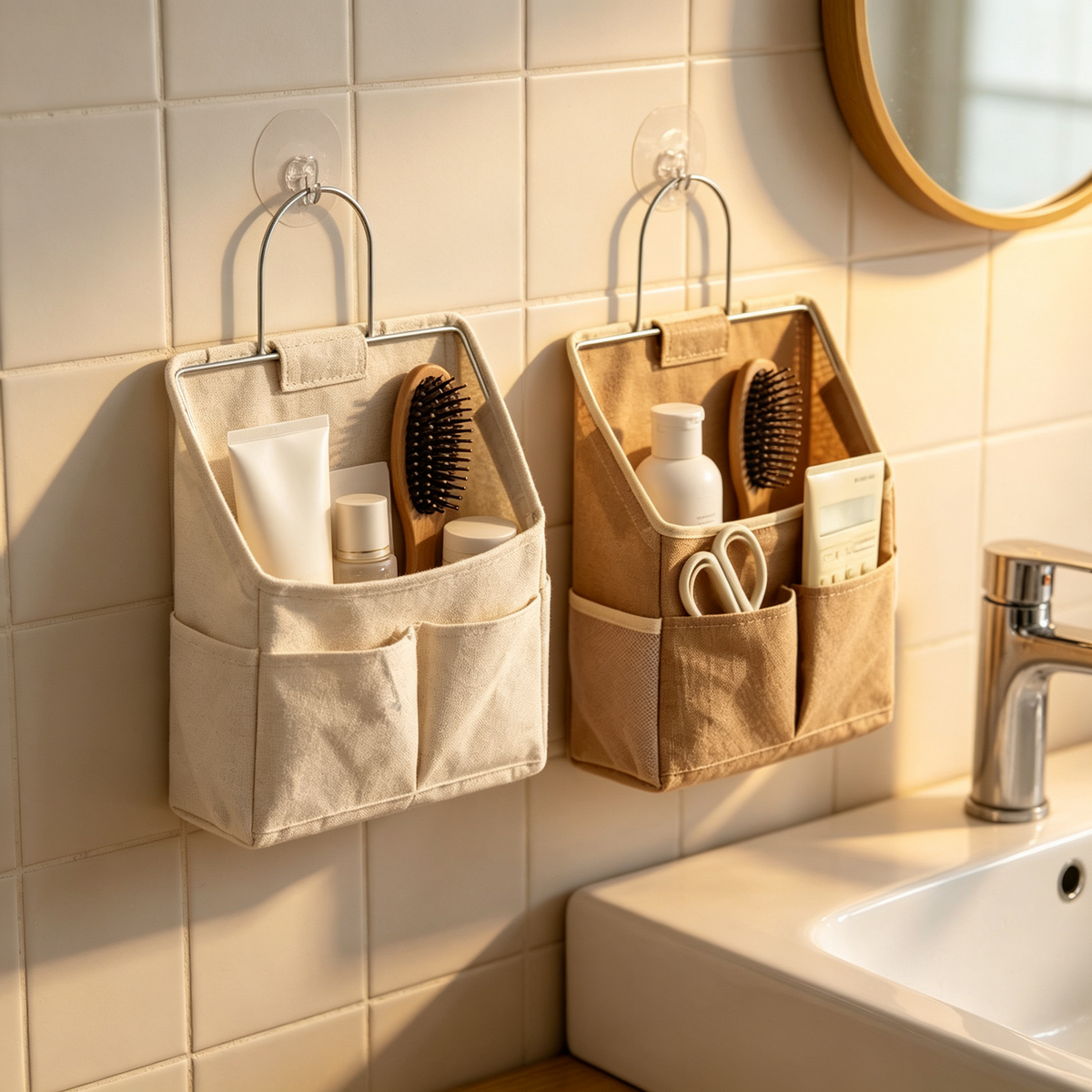 π§Ί Hanging Organizer | Cotton Linen Fabric | Wall Storage | Home Lovers | Multi-Pocket Space Saver