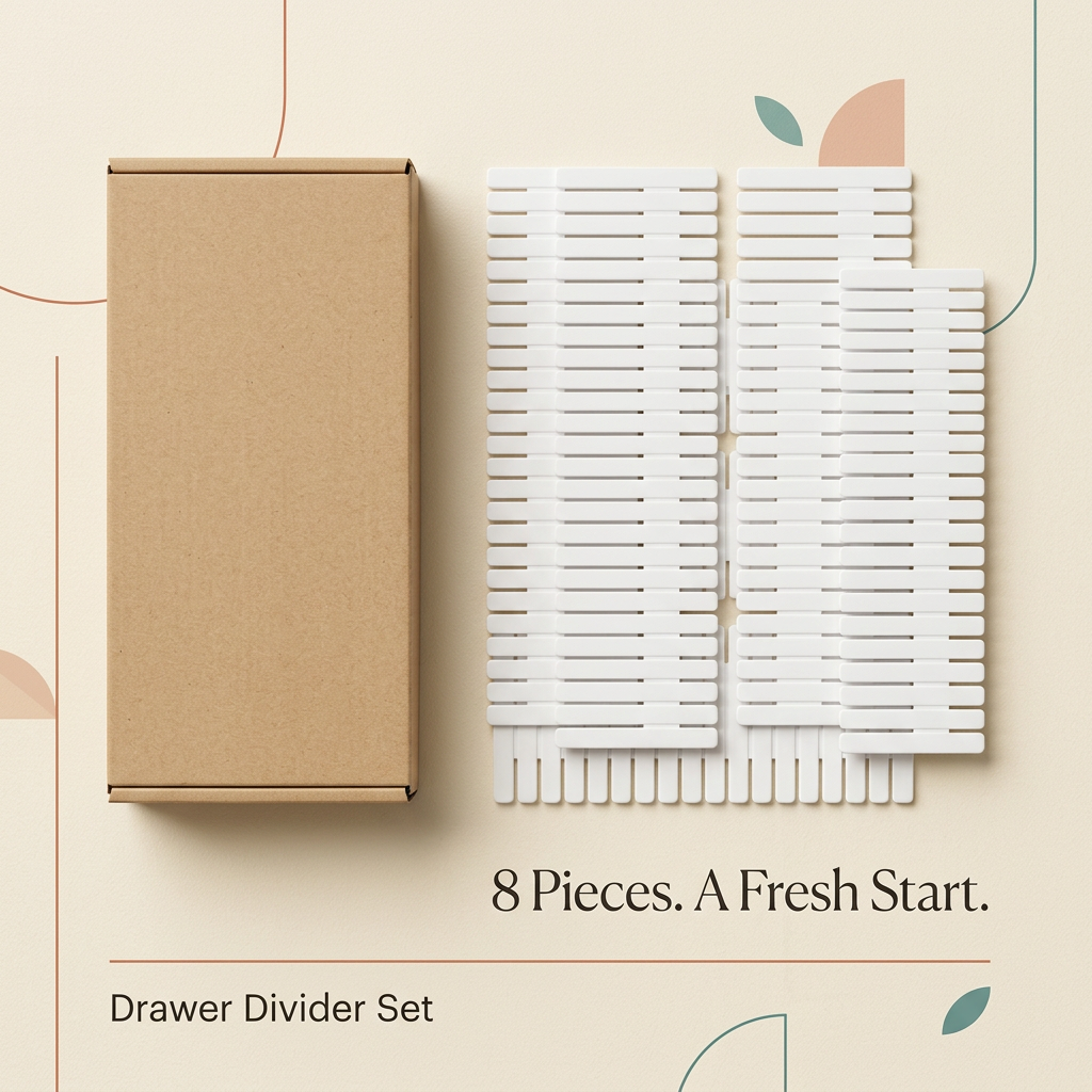 Eight-piece drawer divider set detail