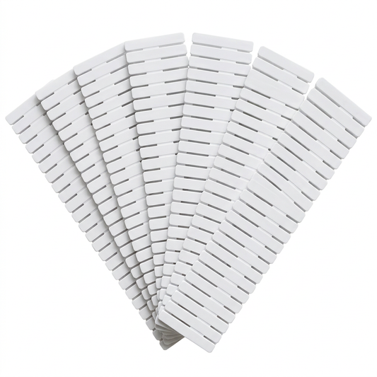 White eight-piece slotted drawer divider set on a white background