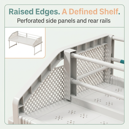 Perforated raised side panels and rear rails