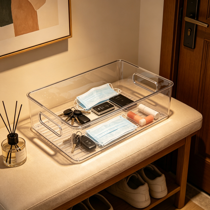 🧺 Clear Organizer | Transparent Plastic | Home Storage | Organization Lovers | Easy-Grip Design