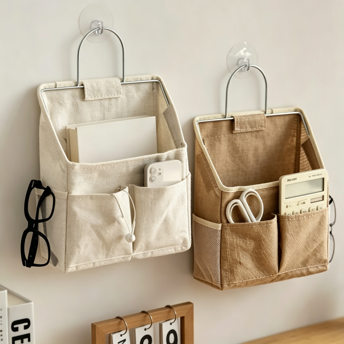 🧺 Hanging Organizer | Cotton Linen Fabric | Wall Storage | Home Lovers | Multi-Pocket Space Saver